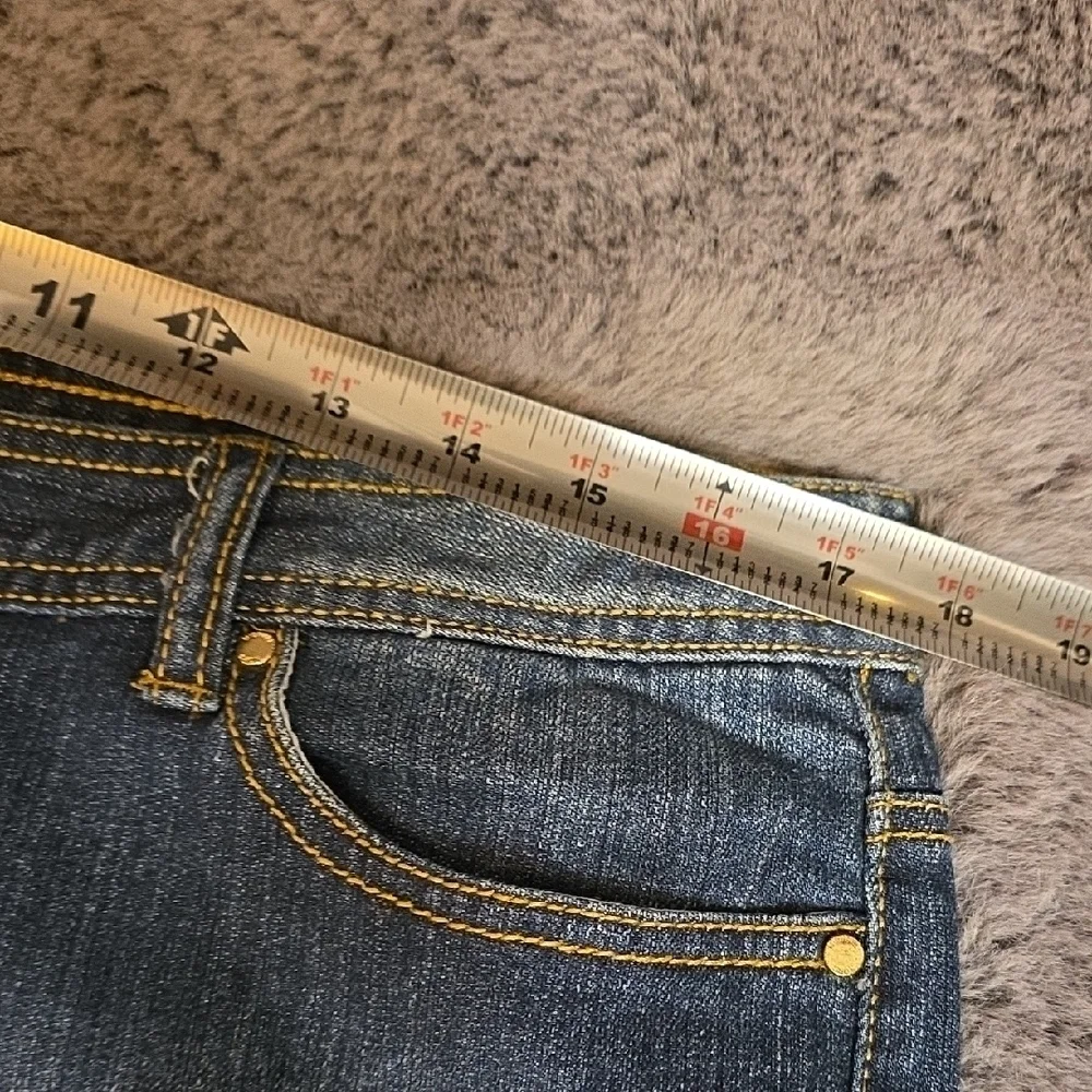 Michael Kors Dark Wash Blue Straight Leg Jeans With Gold Size 12